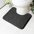 AUAUY Absorbent Toilet Mat, Non Slip Extra Soft Bathroom Pedestal Mat, Microfiber Fluffy Shaggy Toilet Rug, Machine-Washable Quick Dry Bath U-shape Thick Toilet Rug for Bathroom, 50x40cm(Dark Grey)