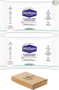 ZOPPER Milton Antibacterial Surface Wipes (2 x 30 Wipes) Baby Safe Disinfectant for Toyas Soothers & Highchairs Plant Based No Rinse Formula