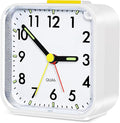 Alarm Clock, Silent Bedside Non Ticking Alarm Clocks Table Bedside Clock Battery Powered Large Display Snooze Light Clocks for Heavy Sleepers Bedrooms Office Travel (White)