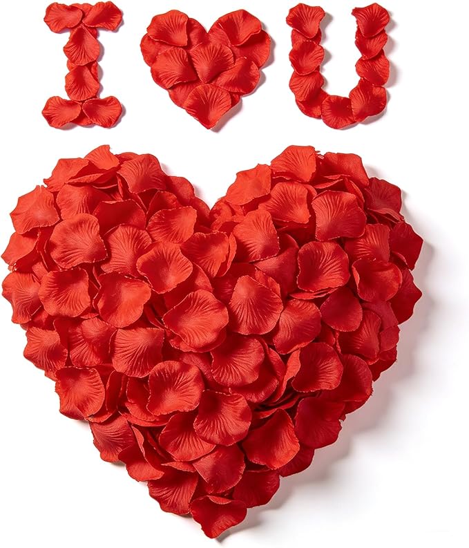 2400 Artificial Rose Petals, Disposable Rose Petals for Weddings, Red Rose Petals for Weddings, Valentine's Day, Birthday, Centerpiece - Red