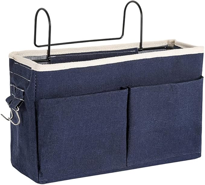 Home Multifunctional Bedside Hanging Bag - College Dormitory Bedside Cloth Hanging Basket - Bed Clutter Sorting Storage Bag - Magazine & Book Storage (Blue)