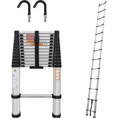 5M Heavy-Duty Portable Telescopic Aluminium Ladder - Multi-Purpose, Extendable, Lightweight & Compact
