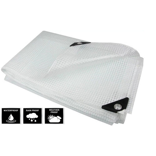 (4m x 6m) Clear Tarpaulin Tear-Resistant Weather-Resistant Sun-Proof Reinforced Heavy Duty
