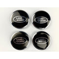 (Black and Silver Land Rover Caps) Sets of 4 Land Rover alloy wheel caps 63mm S
