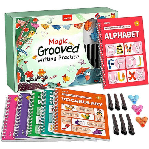 Magic Grooved Writing Practice Books, Reusable Handwriting Practice Books, Groove Workbooks, Handwriting Practice For Kids 3 +, Large Writing Practice