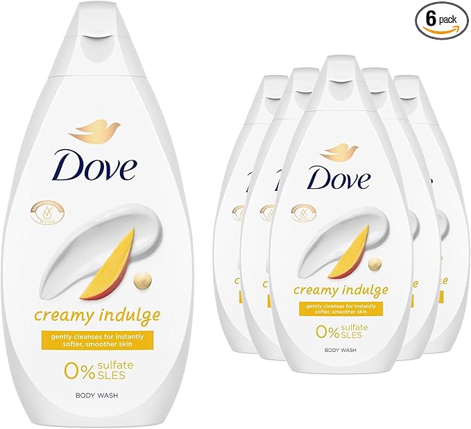 Dove Creamy Indulge Body Wash Body Cleanser shower gel with mango nectar & tropical, floral notes for softer, smoother skin after one shower 6x 450 ml