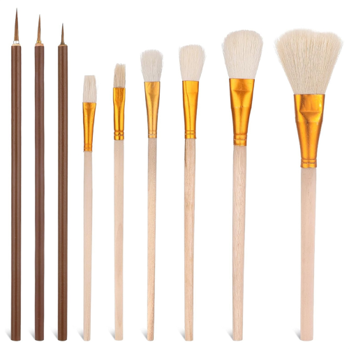 9 Pack Pottery Glaze Brushes Set for Pottery , Acrylic Painting