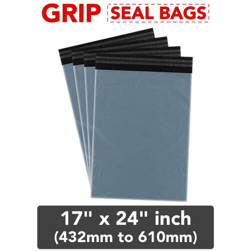 (50, 17" x 24" (432mm to 610mm)) Mailing Bags Strong Grey Grip Self Seal Plastic Poly Bag Postage