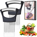 2 Pcs Onion Slicer(with Protective Cover) Onion Holder For丨Vegetable Slicer Holder,Meat Slices Tool for Cutting Vegetable, Fruit, Potato, Avocados, Meat