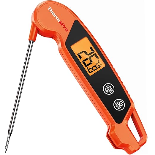 ThermoPro TP603 Digital Meat Thermometers for Kitchen, IPX6 Waterproof Food Thermometer with Temperature Probe for Oven BBQ, Instant Read Cooking Thermometer with Backlit LCD for Sugar Jam Oil