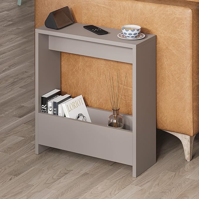 Side Table with Magazine Rack for Living Room and Office - Many Colour Options - Side/End Table - 55 x 20 x 60cm (Light Mocha)