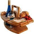 Wooden Picnic Table with Wine Glass Holder, Detachable and Portable Picnic Table Outdoor Wine Table for Home Travel Camping