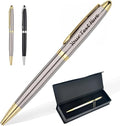 EDSG Personalised Pen Engraved Pen with Black Ink Ballpoint Pens Customised Pen Gifts for Men Women Teacher Personalised Gifts for Birthday Fathers Day Graduation Christmas Thank You Gift (Silver)