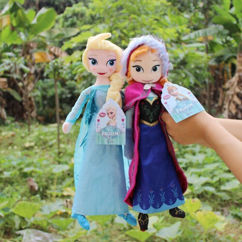 (elsa+anna, 50cm) 2Pc Frozen Anna Elsa Dolls Snow Queen Princess Stuffed Doll Plush Kids Toys
