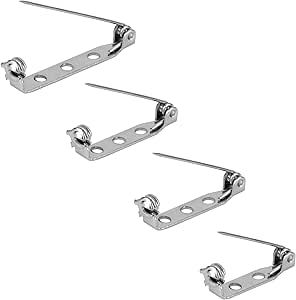 50 Pcs Brooch Pins, 4-Size Pack of Safty Pins, Silver Bar Secure Back Clasp With Back Bar Fastener