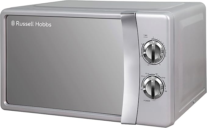 Russell Hobbs RHMM701S 17 Litre 700 W Silver Solo Manual Microwave with 5 Power Levels, Ringer & Timer, Defrost Setting, Easy Clean