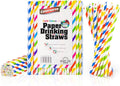100 Paper Straws Multicolored - Eco-Friendly Alternative to Plastic Straws 100% Biodegradable and Compostable - Perfect for Drinking, Cocktails, and Parties Multicolour