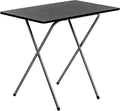 Harbour Housewares 80cm Wooden Folding Computer Desk - Silver Frame, Black Top - Laptop Notebook Table PC for Writing Study Office Bedroom & Gaming