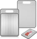 4 in 1 Miracle Melt Defrosting Board, Defrosting Tray Double Sided As Chopping Board with Grater, Sharpener, Fast Thawing of Frozen Food & Meat, 31.1Lx21Wcm, Grey