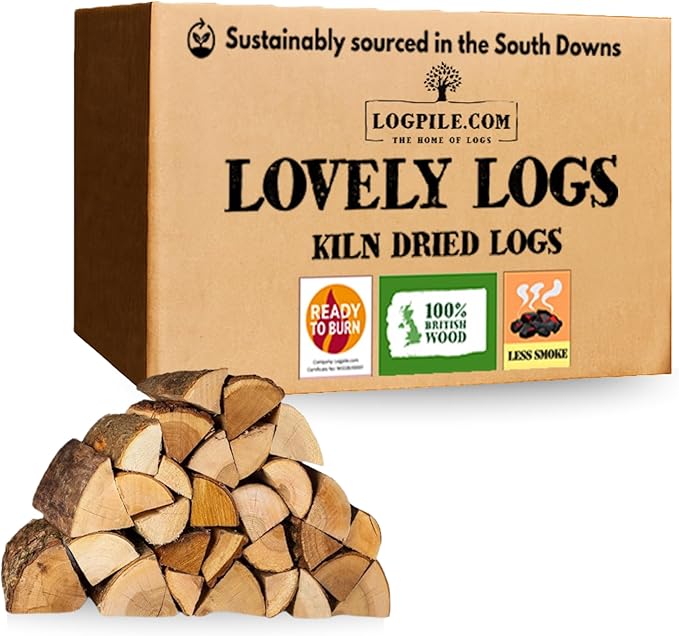 30kg Kiln Dried Fire Logs | Premium British Hardwood Firewood Logs for Wood Burners, Stoves, Fireplaces & Fire Pits | Ready to Burn Certified, Quick Lighting & Long Burning Fire Wood