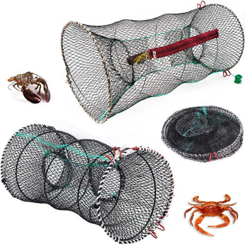 2x GIANT LOBSTER CRAB CRAYFISH BAIT FISH LIVE TRAP CAGE POT 60 x 30cm