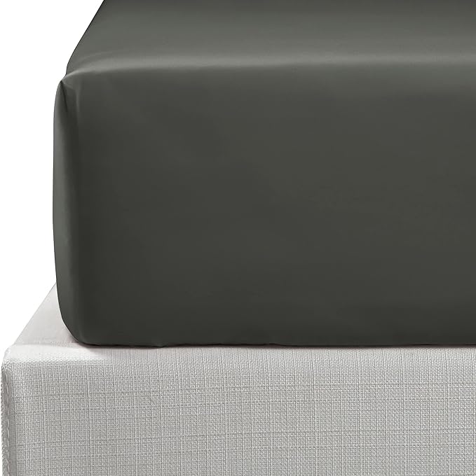 NTBAY 500 Thread Count 100% Egyptian Cotton Double Fitted Sheet, Super Soft Cozy and Breathable Deep 12" / 30cm Fitted Bed Sheet, Charcoal Grey