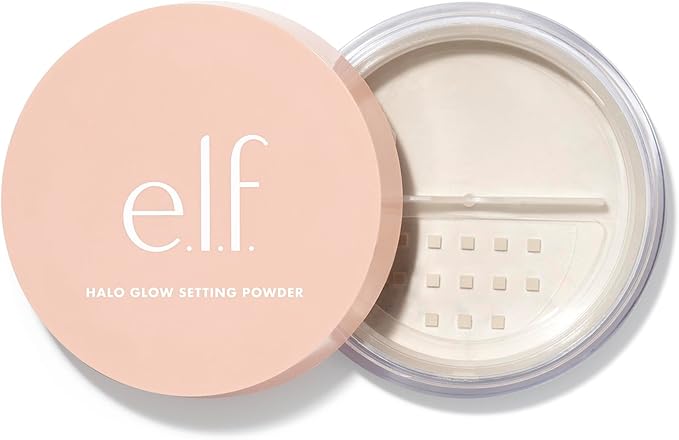 e.l.f. Halo Glow Setting Powder, Silky, Weightless, Blurring, Smooths, Minimizes Pores and Fine Lines, Creates Soft Focus Effect, Light, Semi-Matte Finish, 0.24 Oz