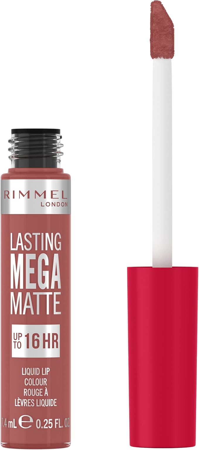 Rimmel London Lasting Mega Matte Liquid Lipstick, Long-Lasting, Hydrating, Vegan Formula - 200 - Pink Blink, 7.4ml