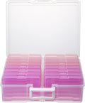 novelninks Photos Organizer 4" x 6" Picture Box with Handle - 16 Inner Cases - Gradient Pink