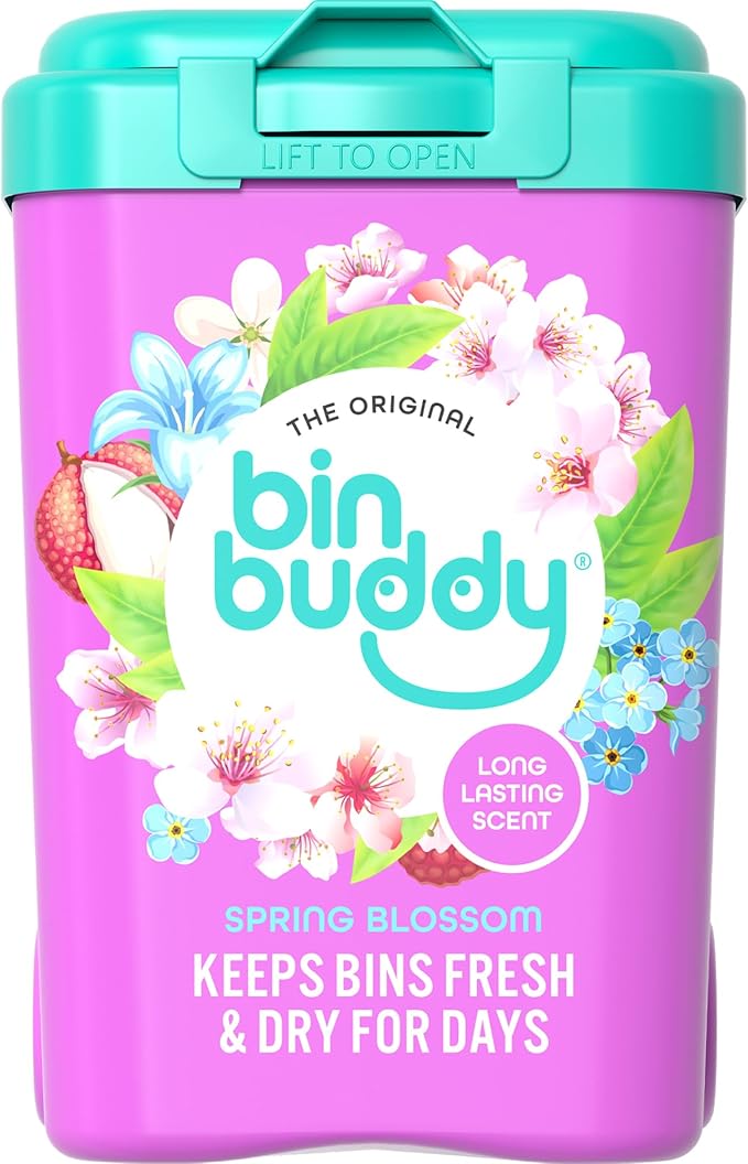 Bin Buddy Fresh Spring Blossom 450g, Bin Freshener Deodoriser Powder, Leaves Your Bin Smelling Great, Suitable for Indoor and Outdoor Bins