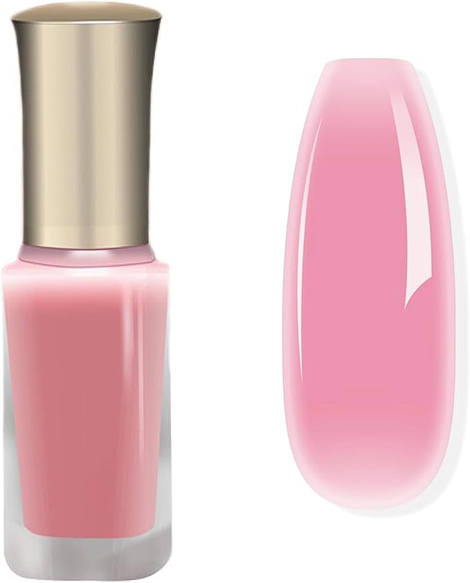 Jelly Nail Polish - Translucent Pink Nail Varnish - Nude Pink Nail Polish Quick Dry - Pale Pink Nail Varnish - Neutral Color Long Lasting Nail polish - French Manicure Nail Varnish,No Need Baking