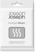 Joseph Joseph Intelligent Waste Activated Carbon Odour Filter Refills for Food Waste Caddy Kitchen Bin - Pack of 2, 9.4 x 6.9 x 0.5 cm