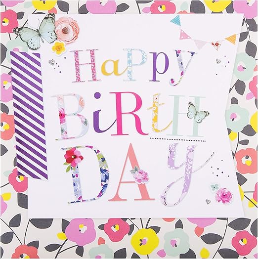 Hallmark Happy Birthday Card, Butterfly & Floral Design, Female Friend, Pink