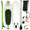HOMCOM Inflatable Green & White Paddle Board | Surfboard With Paddle, Fix Bag, Air Pump, Fin & Backpack