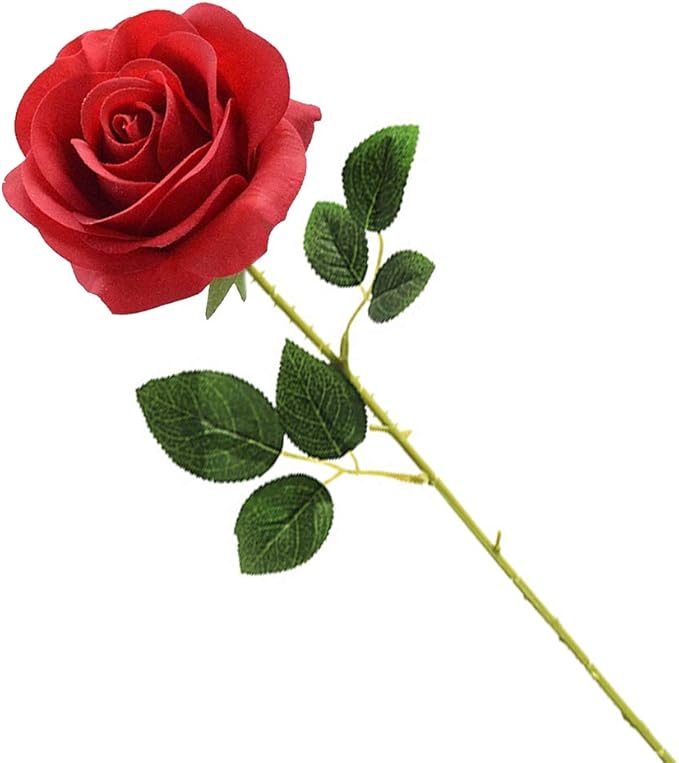 Artificial Silk Rose Artificial Rose Eternal Flowers Single Stem Gift Wrapped Roses for Wedding Bouquets Anniversary Party Hotels Office Decoration (Red)