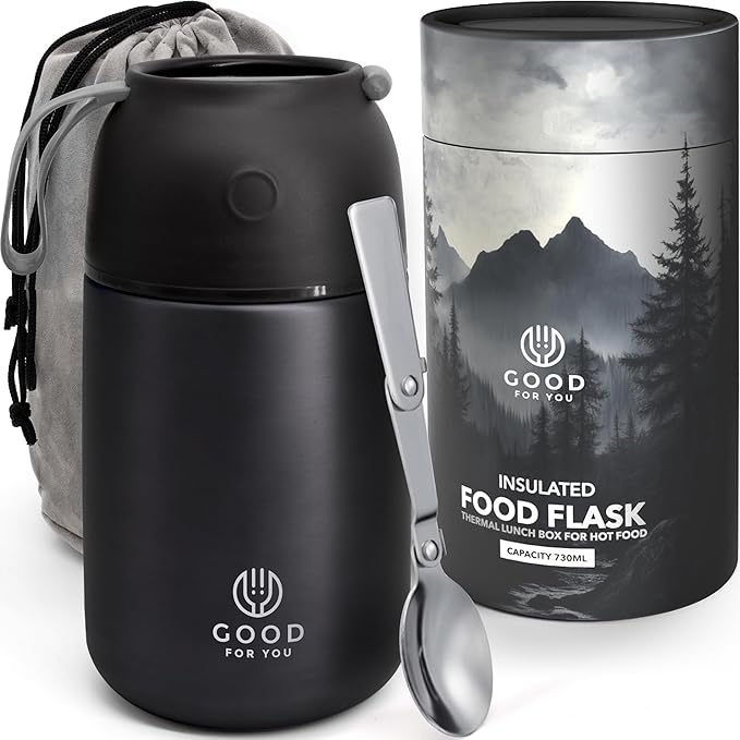 730ml Stainless Steel Vacuum Insulated Food Jar with Black Powder Coating