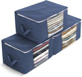 Delka 90L Storage Bags with Lids, Large Storage Boxes with lids, Storage Unit for Clothes, Duvets, Blankets, Toys, Pack of 3 Foldable Organizers with Reinforced Handles and Clear Window (Navy)