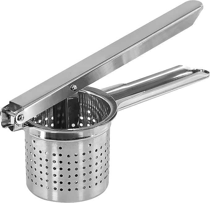 GEEZY Stainless Steel Potato Ricer Masher – Fruit Press, Vegetable Crusher, Baby Food Masher & Puree Maker for Smooth Mash – Dishwasher Safe Kitchen Accessories, Easy Gadgets & Tools for Cooking