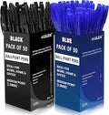 Ballpoint Pens Multipack, Blue & Black Ink 2 x 50 Pack Blue & Black Biro Pens Multipack with Medium Point (1.0mm), Smooth Handwriting & Consistent Flow Stick Ballpoint Pen