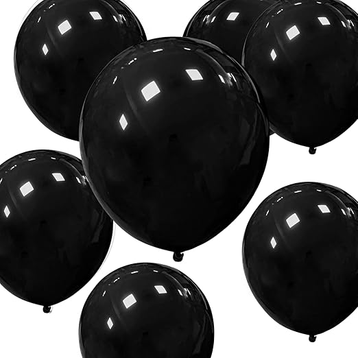 Black Party Balloons 50 Pack 12inch Strong Thicken Black Latex Balloons Round Helium Balloon for halloween Birthday Kids Party Weddings Decorations Supplies