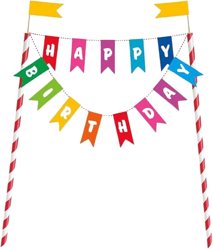 Unique Party 49578 - Rainbow Birthday Cake Bunting Topper