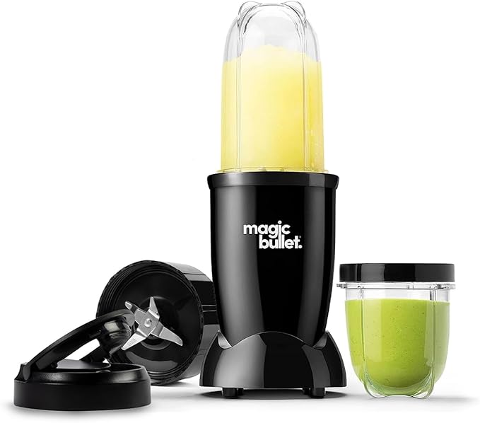 magic bullet Blender 7pc Set in Black - Powerful 10,000 RPM - Sleek, Compact & Portable - Great for Smoothies, Juices, Protein Shakes, Milkshakes, Soups, Salad Dressings, Salsa & Food Prep