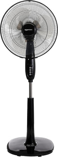 Amazon Basics Height & Tilt Angle Adjustable Oscillating Digital Dual 3-Blade 3-Speed Standing Pedestal Fan with Remote Control, Black