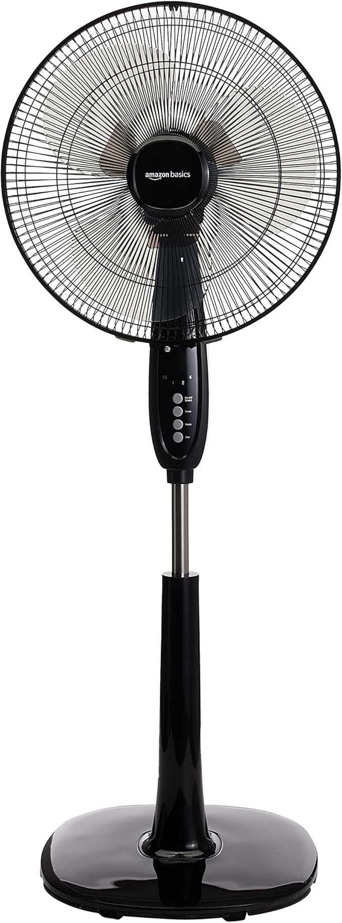 Amazon Basics Height & Tilt Angle Adjustable Oscillating Digital Dual 3-Blade 3-Speed Standing Pedestal Fan with Remote Control, Black