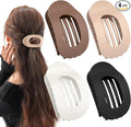 Flat Hair Clip - Pack of 4 Flat Hair Clips Women's Large - Lightweight, Non-Slip & Stylish, Perfect French Flat Claw Clip for Thick or Thin Hair, Everyday Life, Sports or Driving (Leopard)