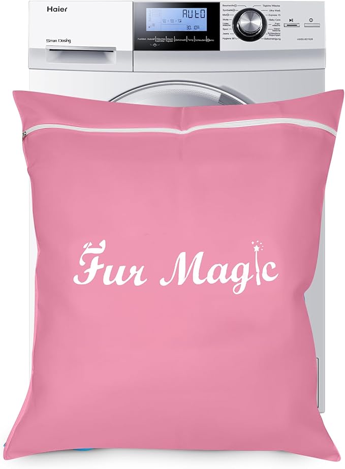 Fur Magic Pet Laundry Bag Keeps Your Washing Machine Free From Pet Hair Large Size Ideal For Dog Cat Horse Rabbit, Pink