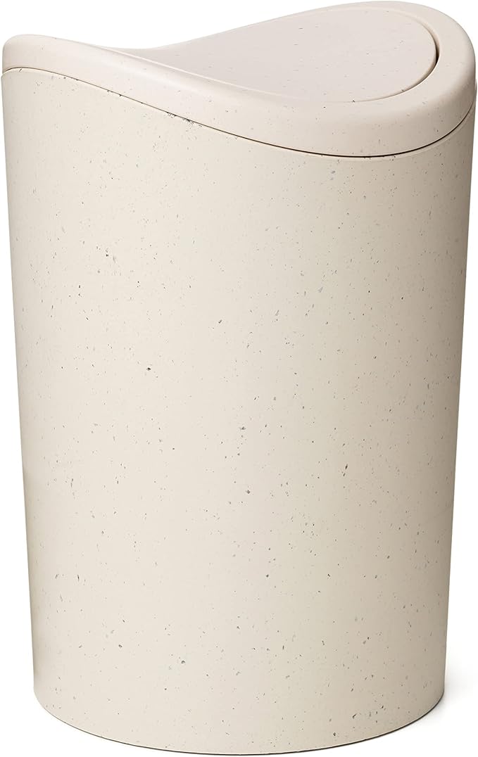 TATAY Bathroom Bin with Swing Lid | Compact and Modern Design | Durable Plastic and Easy to Clean | Made in Spain with 6L Capacity | 19 x 19 x 28 cm – Ecohome Toilet Bin