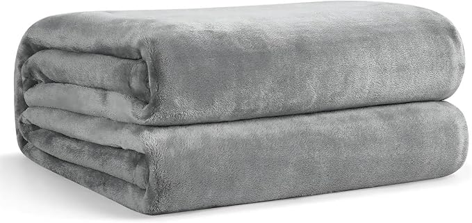 EHEYCIGA Fleece Blanket Grey Throws for Sofas Fluffy Warm Soft Blanket for Bed Settees Armchairs, Fit All Season, Single, 130x165cm