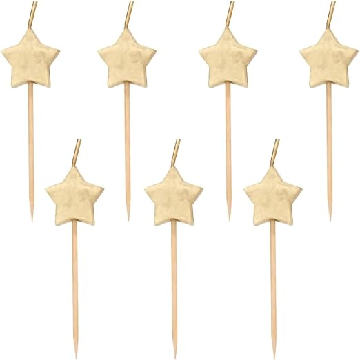 Sparkling Gold Star Birthday Candles - Pack of 6 - Elegant Design for Celebration Decorations