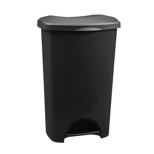 STAR SUPPLIES 50 Litre Soft Closing Metallic Grey Or Black Home Kitchen Office Airtight Pedal Bin (Black)